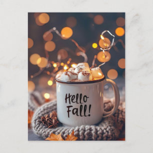 Hallo Herbst Grußkarte mit Tasse Postkarte
