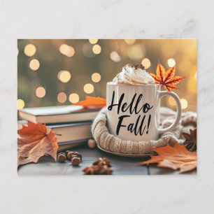 Hallo Herbst Grußkarte mit Tasse Postkarte