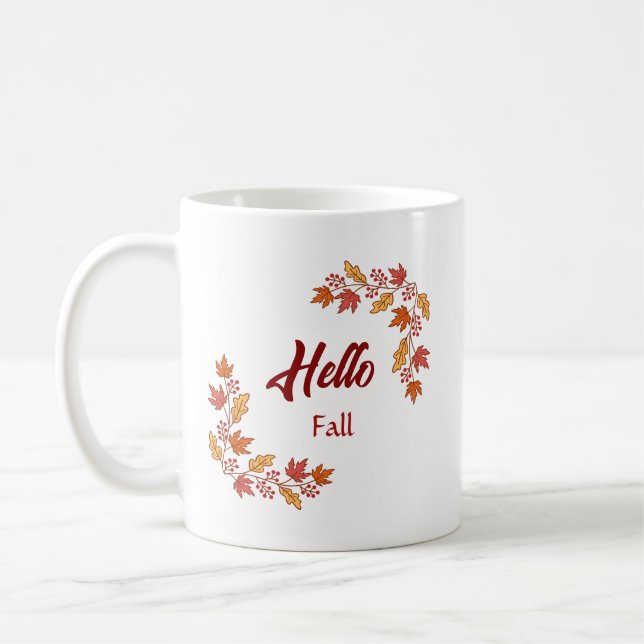 Hallo Herbst Herbst Blätter - Gemütlicher saisonal Kaffeetasse (Links)
