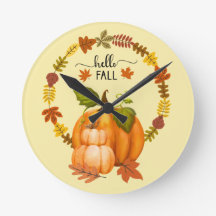 Hallo Herbst Herbst Bleiben Pumpkins Wall Clock