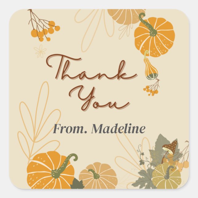 Hallo Herbst Herbst vielen Dank für benutzerdefini Quadratischer Aufkleber (Vorderseite)