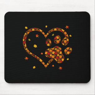 Hallo Herbst Herbstleaf Hund und Katzen Paw Print Mousepad