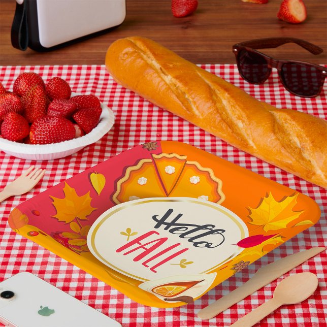 Hallo Herbst Herbstleaves und Pumpkin Pie Pappteller (Von Creator hochgeladen)