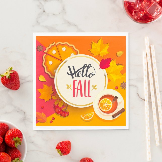 Hallo Herbst Herbstleaves und Pumpkin Pie Serviette (Von Creator hochgeladen)