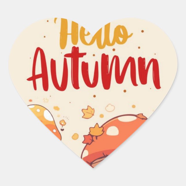 Hallo Herbst Herz-Aufkleber (Vorderseite)