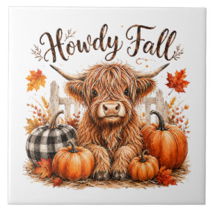 Hallo Herbst Highland-Kuh Frohes Erntedankfest Her Fliese