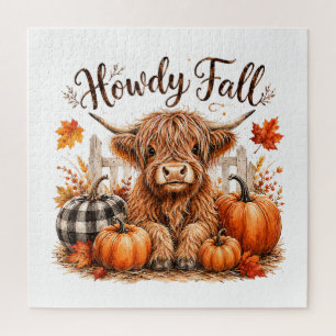 Hallo Herbst Highland-Kuh Frohes Erntedankfest Her Puzzle