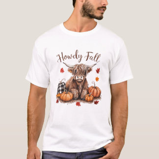Hallo Herbst Highland Kuh Frohes Erntedankfest Her T-Shirt