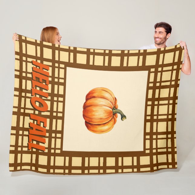 Hallo Herbst Karierter Herbst mit Pumpdesign Fleecedecke (Beispiel)