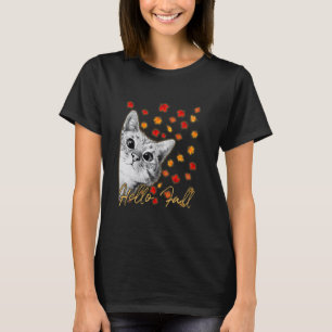 Hallo Herbst-Katzenshirt Katze Herbstblätter Kätzc T-Shirt