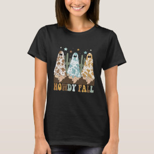 Hallo Herbst-Kuhfell-Geist Halloween-Geist-Cowgirl T-Shirt