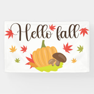 Hallo Herbst Kürbis und Pilze Herbst  Banner