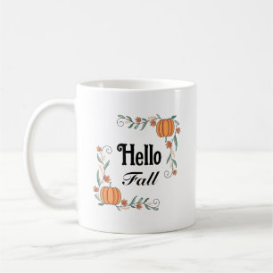 Hallo Herbst Kürbisse mit Blättern Rustikal Süß Kaffeetasse