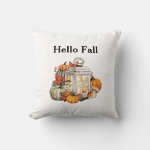 Hallo Herbst Laterne Kürbisse Herbstdeko Kissen