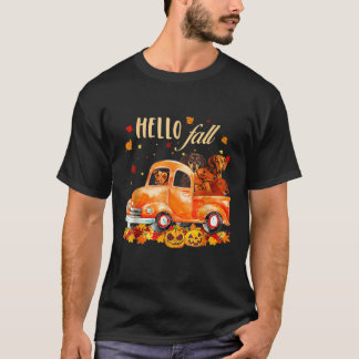 Hallo Herbst Lustiger Dachshund Halloween Kürbis T-Shirt