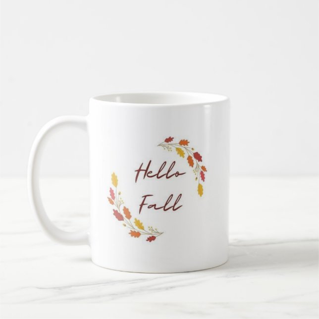 Hallo Herbst Minimale Blätter - Eleganter Herbst Kaffeetasse (Links)