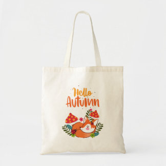 Hallo Herbst Niedlich Fox Herbstsaison Tragetasche