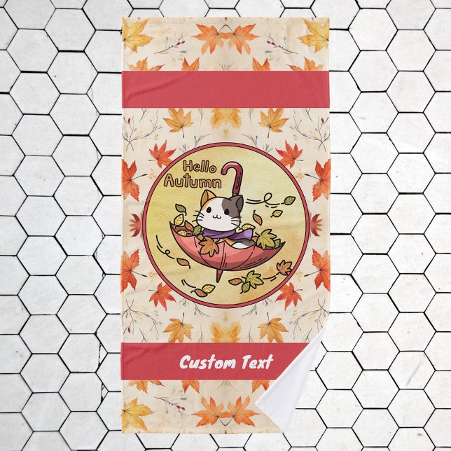 Hallo Herbst, Niedliche Katzen-Sits im Schirm Badhandtuch Set (Von Creator hochgeladen)