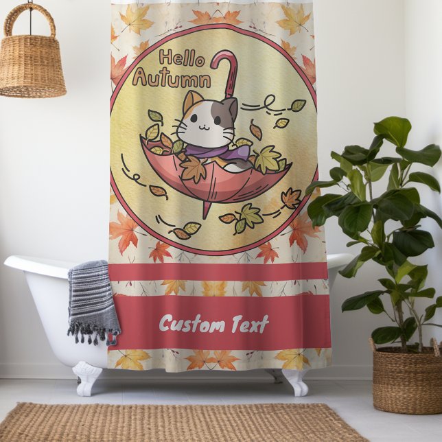 Hallo Herbst, Niedliche Katzen-Sits im Schirm Duschvorhang (Von Creator hochgeladen)