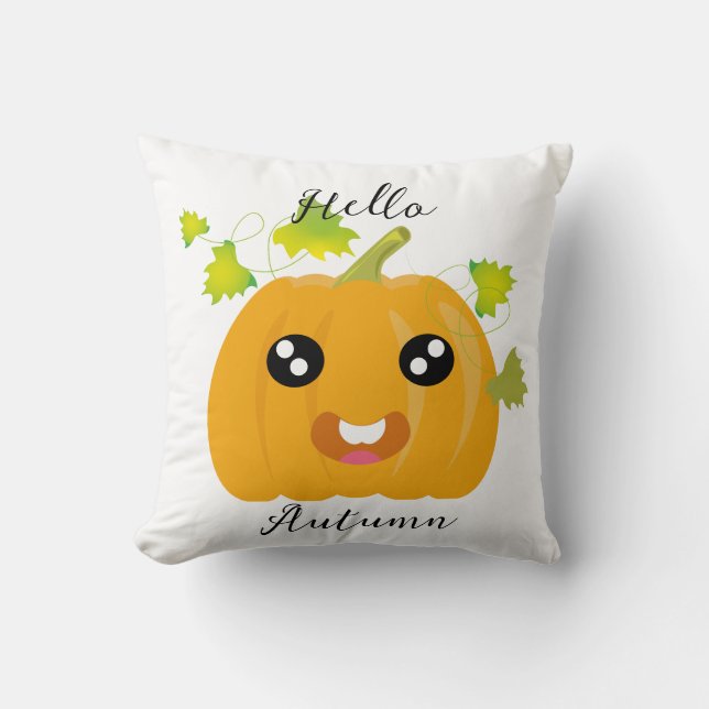 Hallo Herbst - Niedlicher Pumpkin Kissen (Vorderseite)