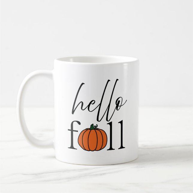 hallo Herbst Orange Kürbis Kaffeetasse (Links)