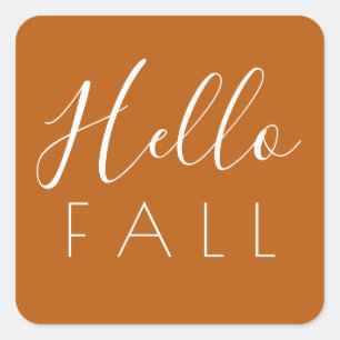 Hallo Herbst Orange Minimalistisch Herbst Quadratischer Aufkleber