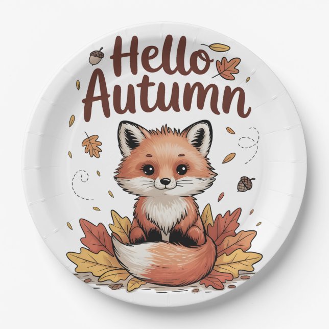 Hallo Herbst Pappteller (Vorderseite)