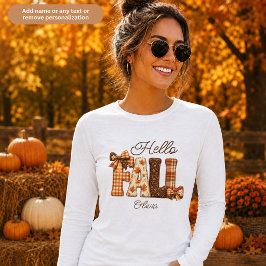 Hallo Herbst-Patchwork-Stil-Buchstaben Damen Tri-Blend Shirt