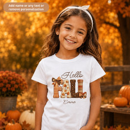 Hallo Herbst Personalisierter Patchwork-Stil Mädch T-Shirt