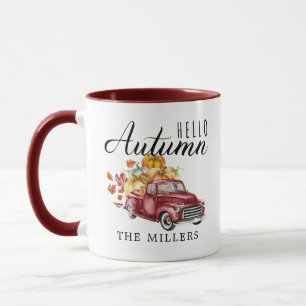 Hallo Herbst   Personalisierter Vintage-Ernte-LKW Tasse