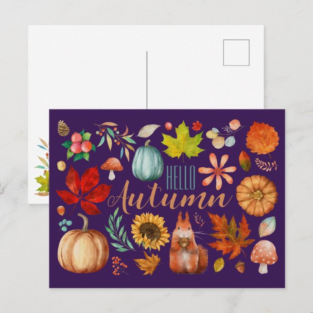 Hallo Herbst Postkarte (Vorne/Hinten)