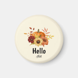 Hallo Herbst Pumpkin und Sonnenblumen Rustikaler H Magnet