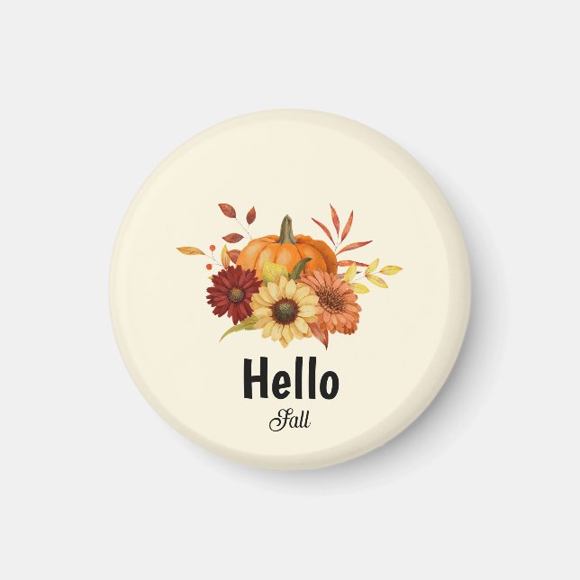Hallo Herbst Pumpkin und Sonnenblumen Rustikaler H Magnet (Vorne)