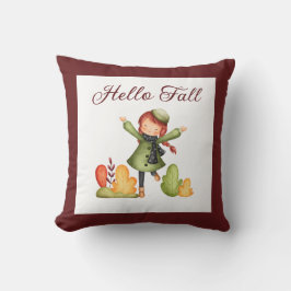 Hallo Herbst Retro Mädchen Herbst-Farmhouse Kissen
