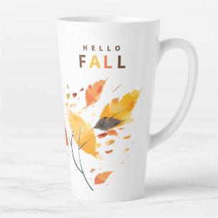 Hallo Herbst Rückgang in Liebe Wasserfarbe Latte Milchtasse