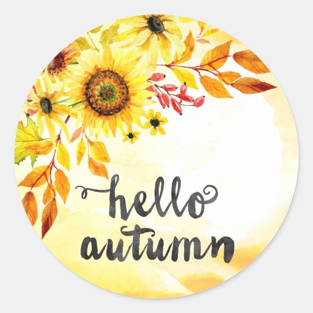 Hallo Herbst Runder Aufkleber (Vorderseite)