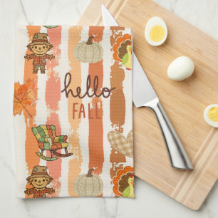 Hallo Herbst Rustikale Patchwork Orange Blätter St Geschirrtuch