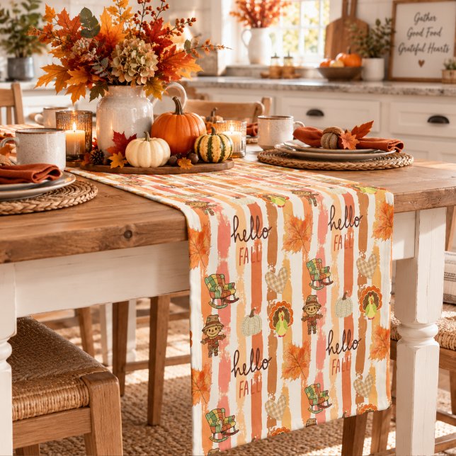 Hallo Herbst Rustikale Patchwork Orange Blätter St Kurzer Tischläufer (Von Creator hochgeladen)