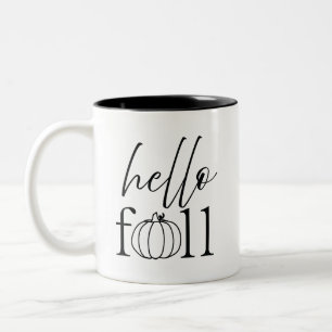 Hallo Herbst Schwarz-Weiß-Kaffeetasse Zweifarbige Tasse