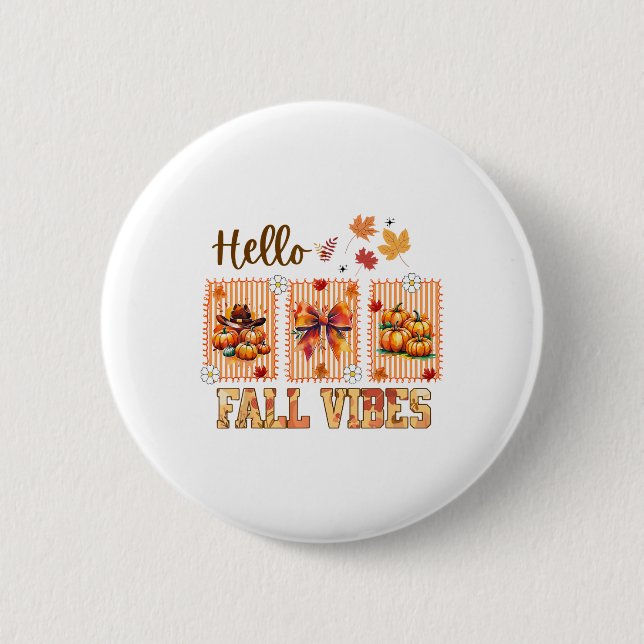 Hallo Herbst Stimmung Coquette Schleife Kürbis Gew Button (Vorderseite)