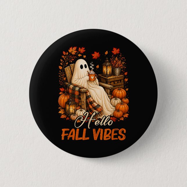 Hallo Herbst Stimmung Geist Süßer Herbst Kürbis Button (Vorderseite)