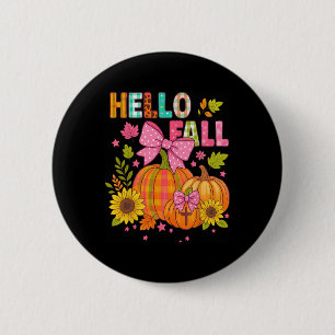 Hallo Herbst Thanksgiving Coquette Boho Floral Her Button