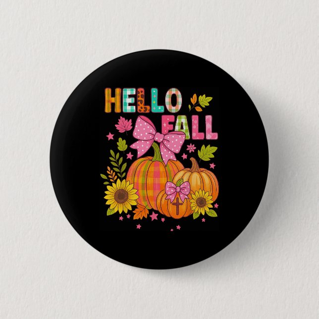 Hallo Herbst Thanksgiving Coquette Boho Floral Her Button (Vorderseite)