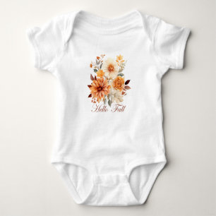 Hallo Herbst Wasserfarbe Wildblumen Blätter Herbst Baby Strampler
