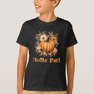 Hallo Herbst Wasserfarben Wildblumen Herbstblätter T-Shirt