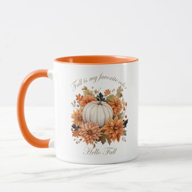 Hallo Herbst Wasserfarben Wildblumen Herbstblätter Tasse (Links)