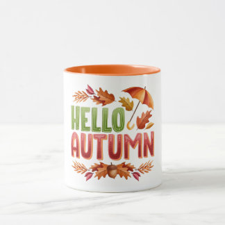Hallo Herbst Zweifarben-Tasse | Cozy Geschenk für  Tasse