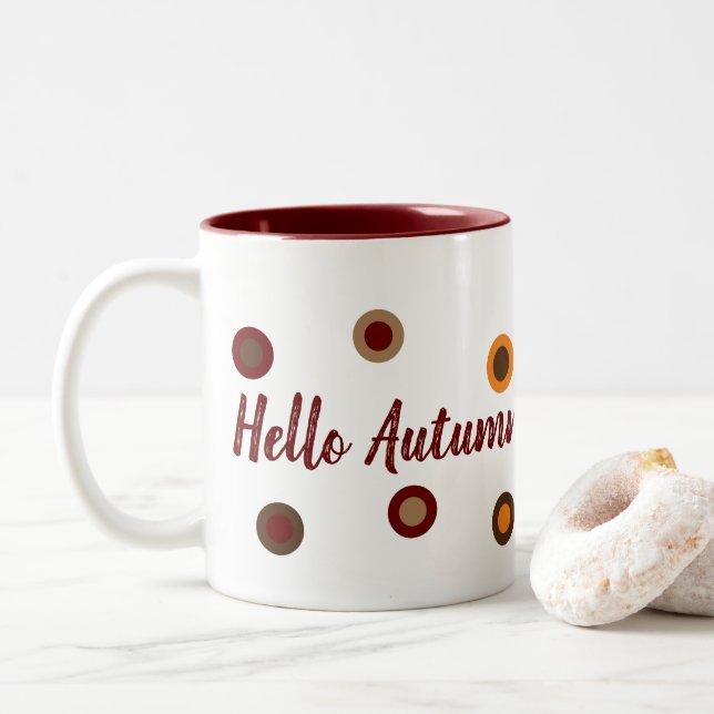Hallo Herbst Zweifarbige Tasse (Mit Donut)