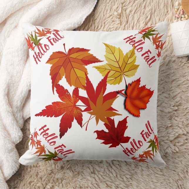 Hallo Herbstfarben Maple Blätter Wohngestaltung Vi Kissen (Decke)