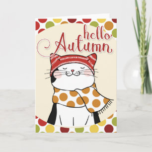 Hallo Herbstkarte - Niedliche Herbstsaison Kitty Karte